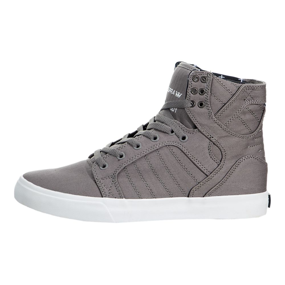 Baskets Montantes Supra SkyTop Grise Grey/Print-White Femme | SRV-94487142